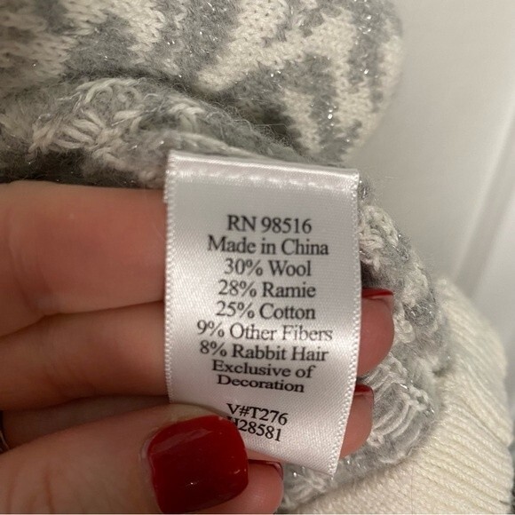 Coldwater Creek Cream & Silver Wool Rabbit Hair Blend Cardigan Sweater - Size M - Picture 4 of 8